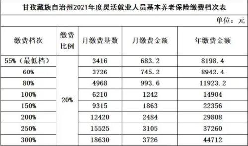 四川社保2021年缴费标准