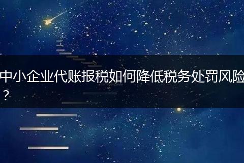 中小企业代账报税如何降低税务处罚风险?