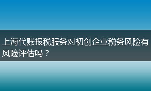上海代账报税服务对初创企业税务风险有风险评估吗?