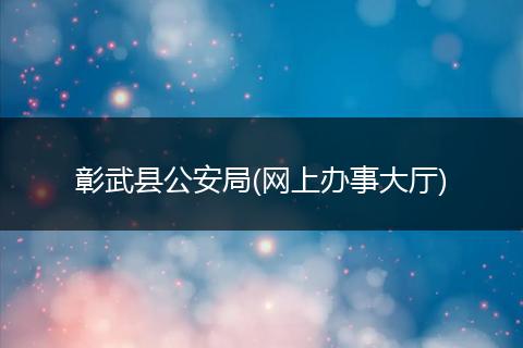 彰武县公安局(网上办事大厅)
