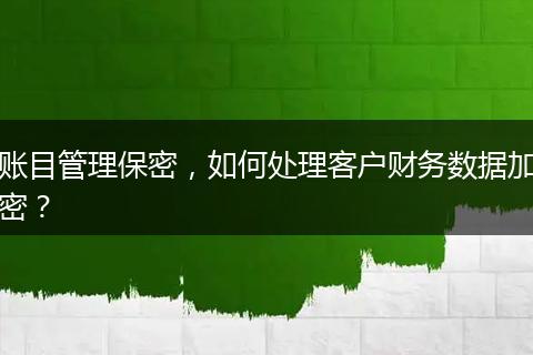 账目管理保密,如何处理客户财务数据加密?