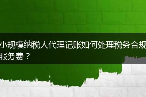 小规模纳税人代理记账如何处理税务合规服务费?