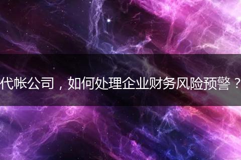 代帐公司,如何处理企业财务风险预警?