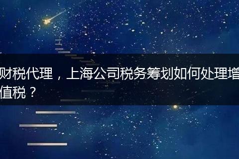 财税代理,上海公司税务筹划如何处理增值税?