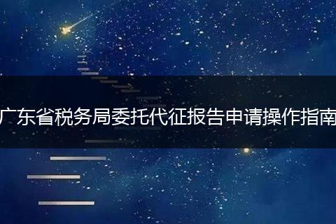 广东省税务局委托代征报告申请操作指南