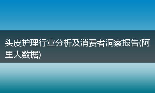 头皮护理行业分析及消费者洞察报告(阿里大数据)