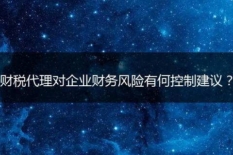 财税代理对企业财务风险有何控制建议?