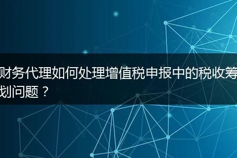 财务代理如何处理增值税申报中的税收筹划问题?