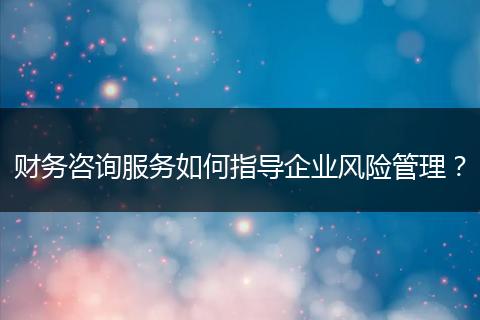 财务咨询服务如何指导企业风险管理?
