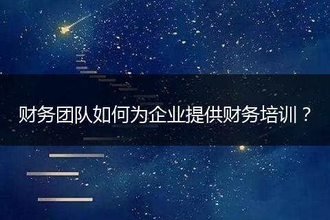 财务团队如何为企业提供财务培训?