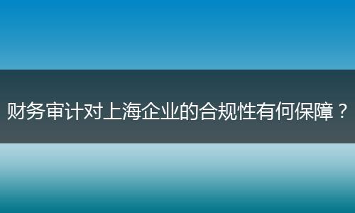财务审计对上海企业的合规性有何保障?