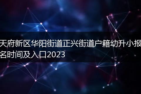 天府新区华阳街道正兴街道户籍幼升小报名时间及入口2023