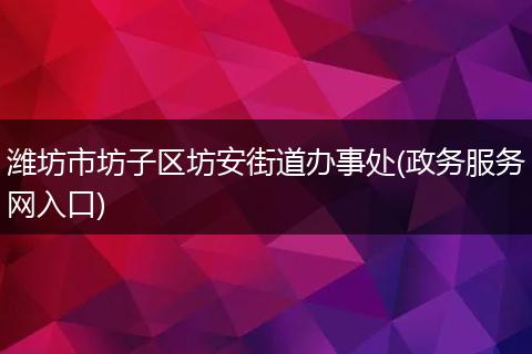 潍坊市坊子区坊安街道办事处(政务服务网入口)