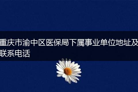 重庆市渝中区医保局下属事业单位地址及联系电话