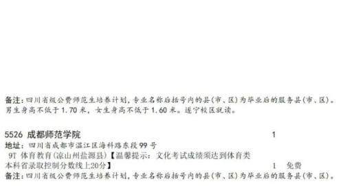 2024年四川省艺术体育类本科批省级公费师范生未完成计划院校征集志愿的通知