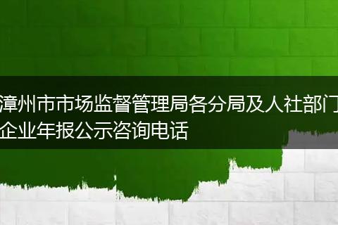 漳州市市场监督管理局各分局及人社部门企业年报公示咨询电话
