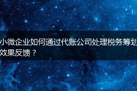 小微企业如何通过代账公司处理税务筹划效果反馈?