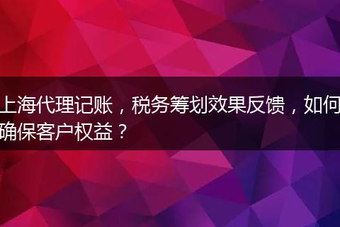 上海代理记账,税务筹划效果反馈,如何确保客户权益?