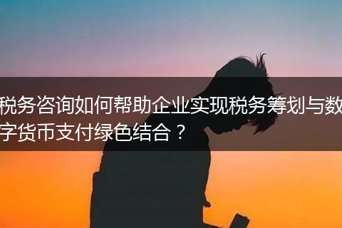 税务咨询如何帮助企业实现税务筹划与数字货币支付绿色结合?