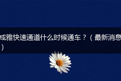 成雅快速通道什么时候通车?(最新消息)