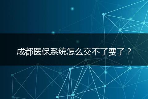成都医保系统怎么交不了费了?