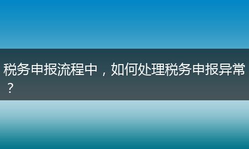 税务申报流程中,如何处理税务申报异常?