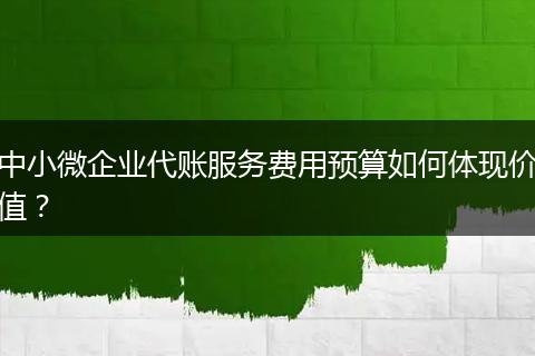 中小微企业代账服务费用预算如何体现价值?