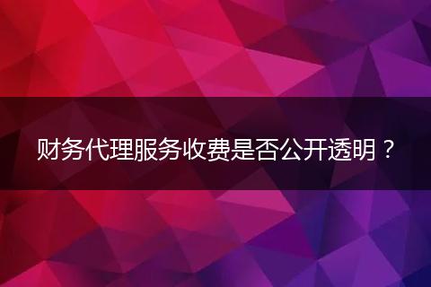财务代理服务收费是否公开透明?