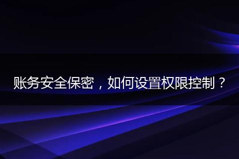 账务安全保密,如何设置权限控制?