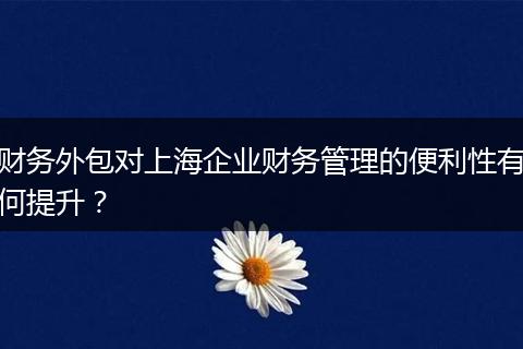 财务外包对上海企业财务管理的便利性有何提升?