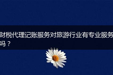 财税代理记账服务对旅游行业有专业服务吗?
