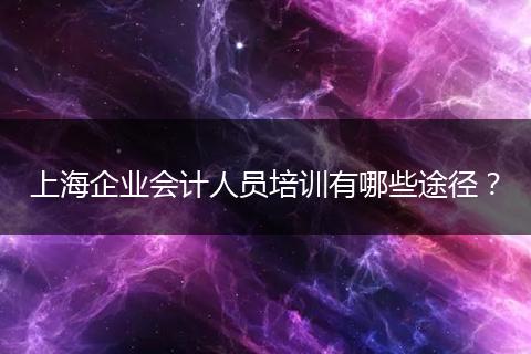 上海企业会计人员培训有哪些途径?