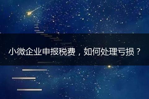 小微企业申报税费，如何处理亏损？