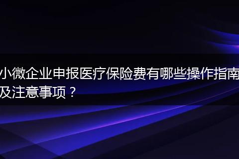 小微企业申报医疗保险费有哪些操作指南及注意事项?