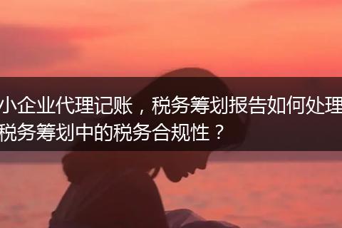 小企业代理记账,税务筹划报告如何处理税务筹划中的税务合规性?