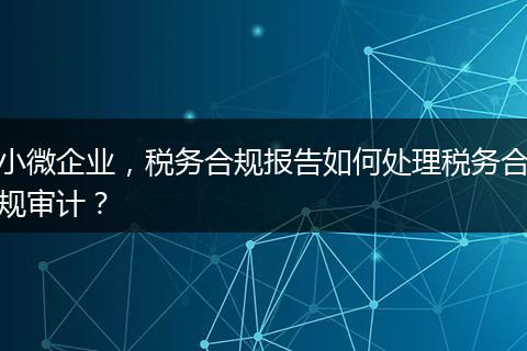 小微企业,税务合规报告如何处理税务合规审计?