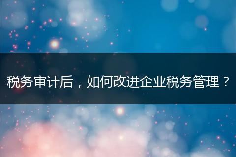税务审计后,如何改进企业税务管理?