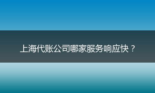 上海代账公司哪家服务响应快?
