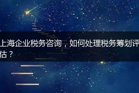 上海企业税务咨询,如何处理税务筹划评估?