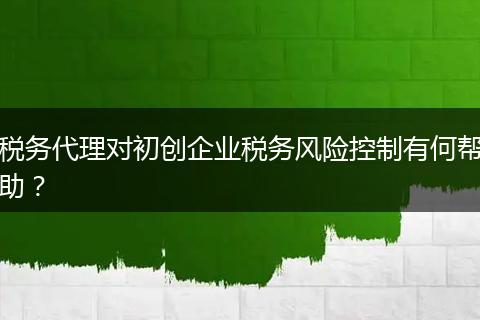 税务代理对初创企业税务风险控制有何帮助?