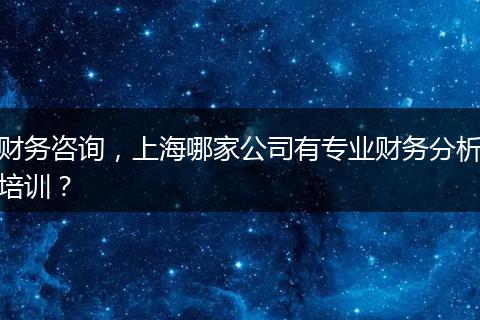 财务咨询,上海哪家公司有专业财务分析培训?