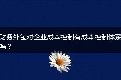 财务外包对企业成本控制有成本控制体系吗?