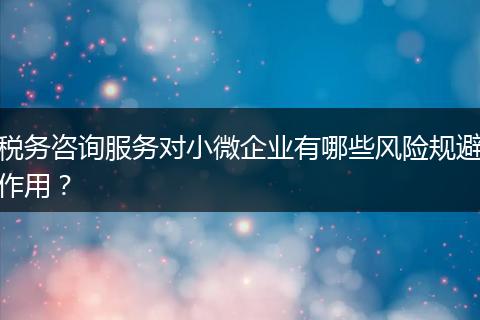 税务咨询服务对小微企业有哪些风险规避作用?