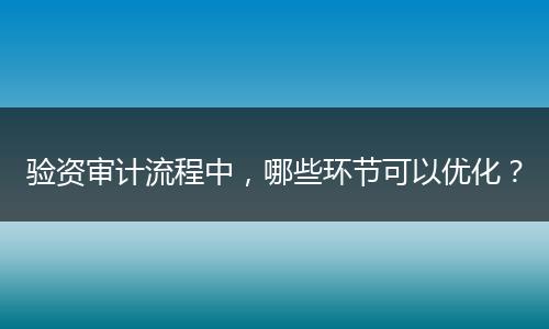 验资审计流程中,哪些环节可以优化?