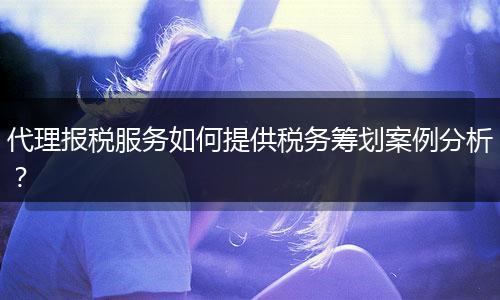 代理报税服务如何提供税务筹划案例分析?
