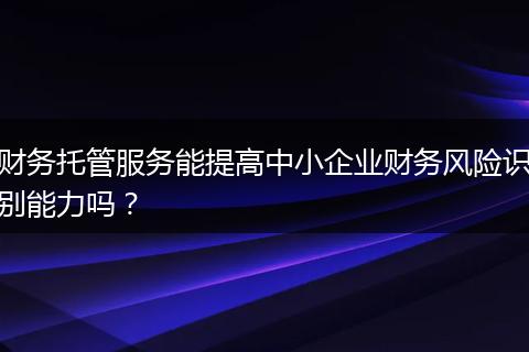 财务托管服务能提高中小企业财务风险识别能力吗？