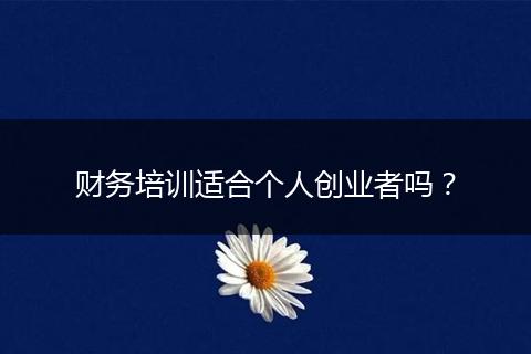 财务培训适合个人创业者吗?