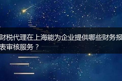 财税代理在上海能为企业提供哪些财务报表审核服务?