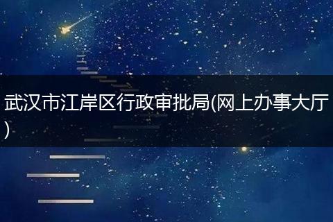 武汉市江岸区行政审批局(网上办事大厅)
