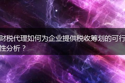 财税代理如何为企业提供税收筹划的可行性分析?
